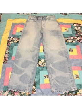 Zara Womans US W31 Light Wash Wide Leg Jeans Stylish Denim Pants